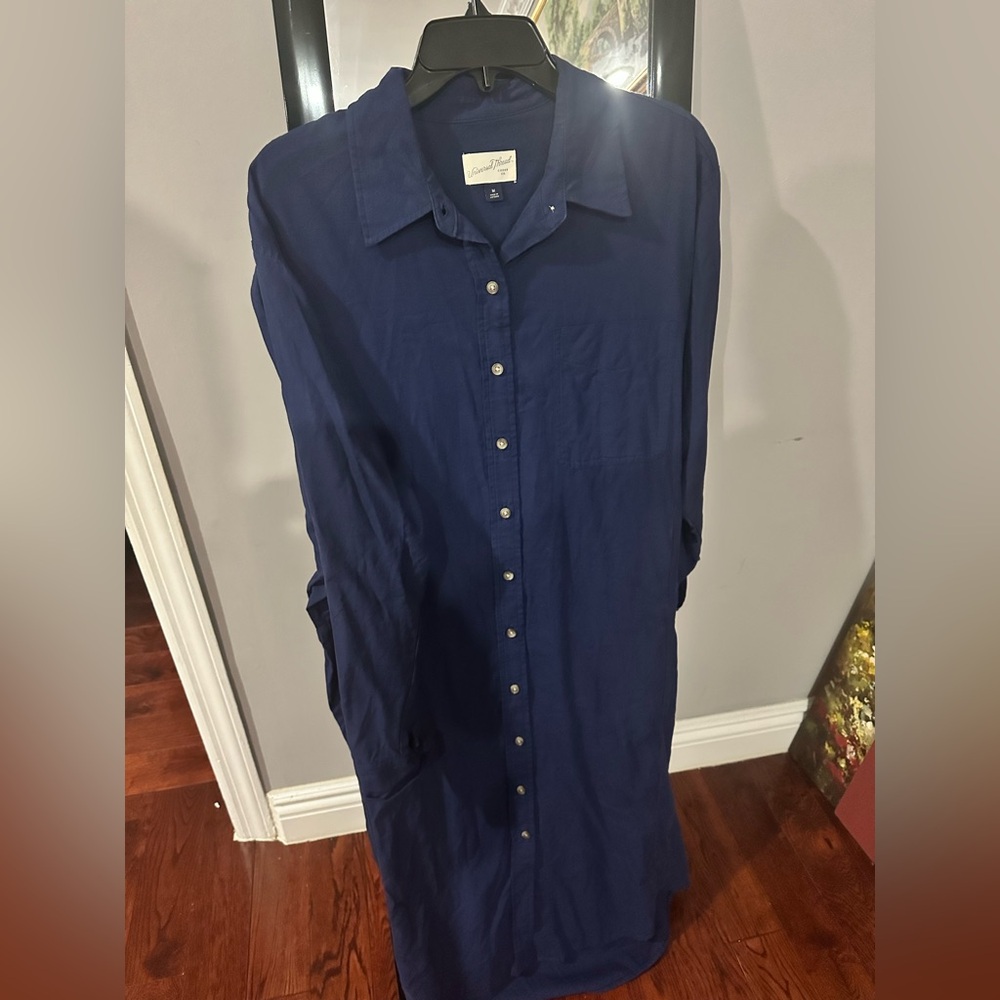 Navy Button-Up Shirt Dress